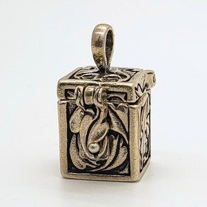 Vintage Sterling Silver Prayer Box Charm Pendant